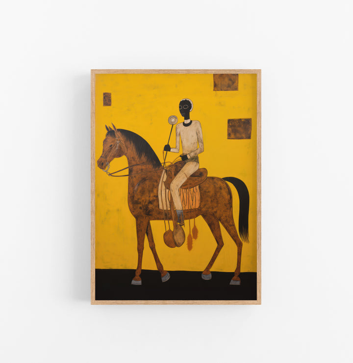 Cuadro con Marco Eclectic Africano Figurativo Ocre Negro Marron