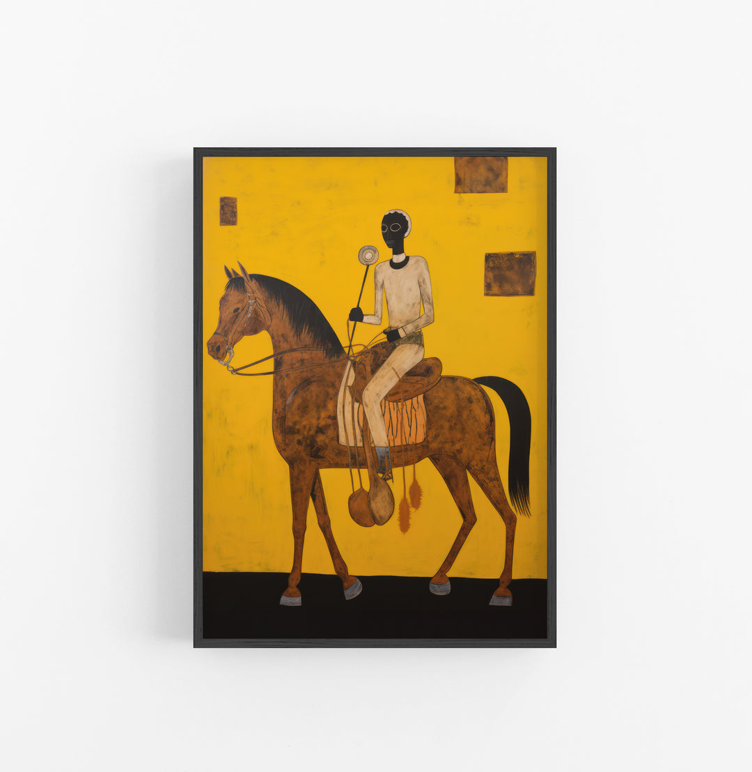 Cuadro con Marco Eclectic Africano Figurativo Ocre Negro Marron