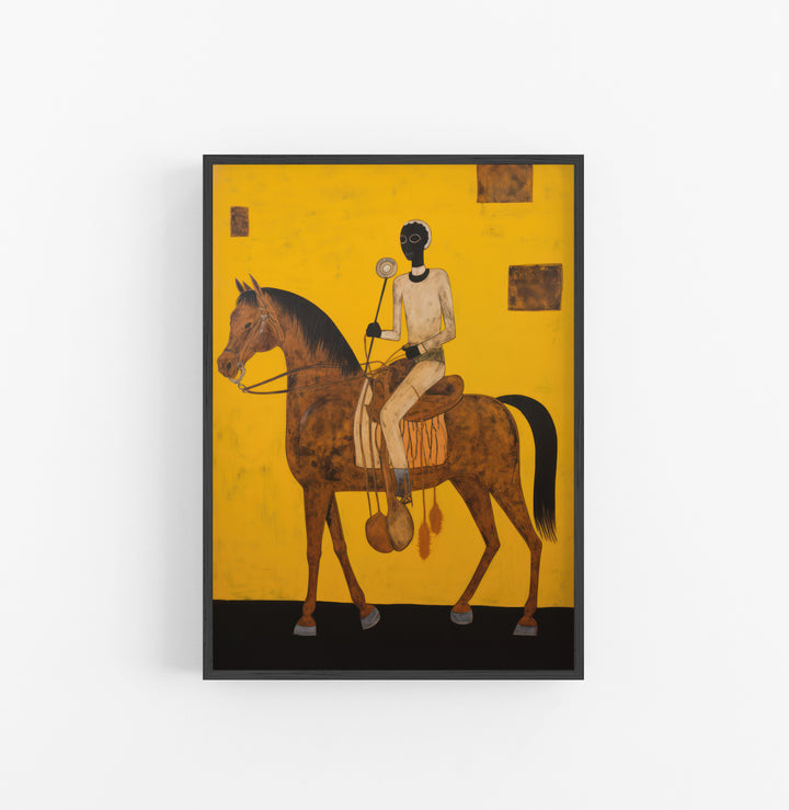 Cuadro con Marco Eclectic Africano Figurativo Ocre Negro Marron