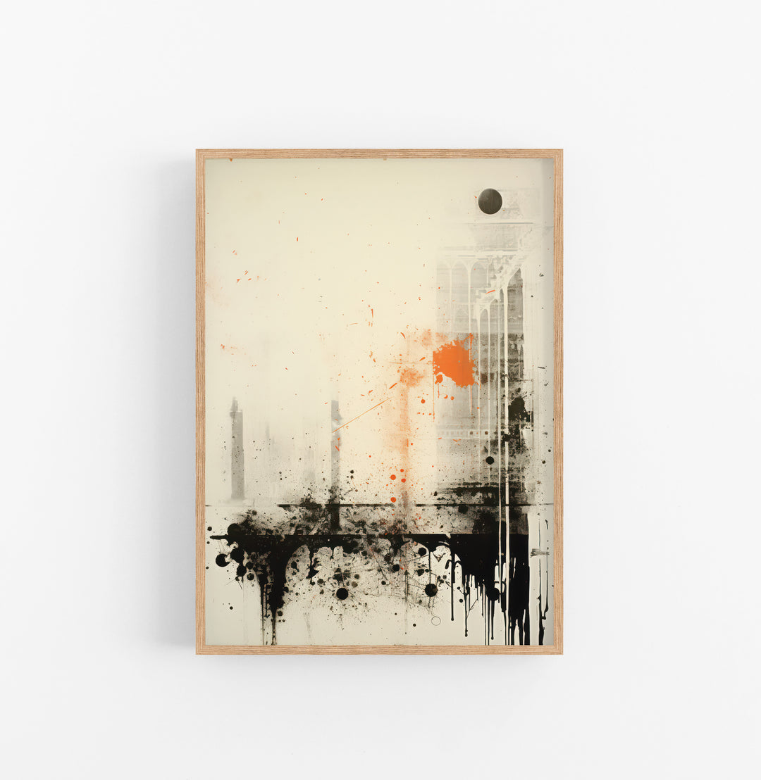 Cuadro con Marco Eclectic Abstracto Urbano Negro Naranja