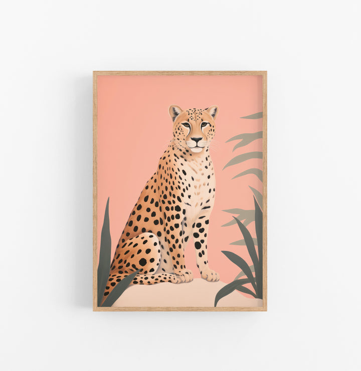 Cuadro con Marco Eclectic Animal Ilustracion Acuarela Naranja Rosado