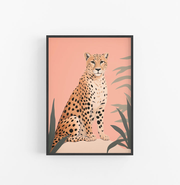 Cuadro con Marco Eclectic Animal Ilustracion Acuarela Naranja Rosado