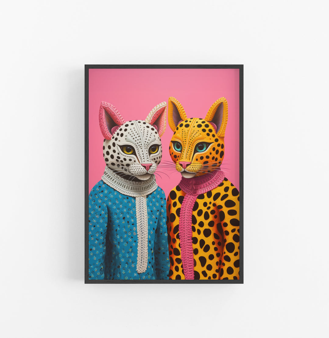 Cuadro con Marco Eclectic Animal Estilo Folk Azul Naranja