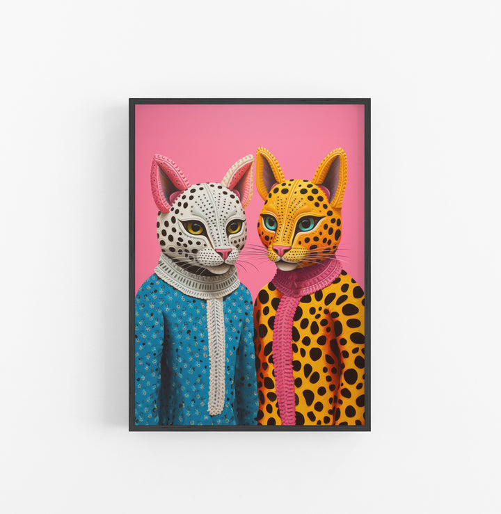 Cuadro con Marco Eclectic Animal Estilo Folk Azul Naranja