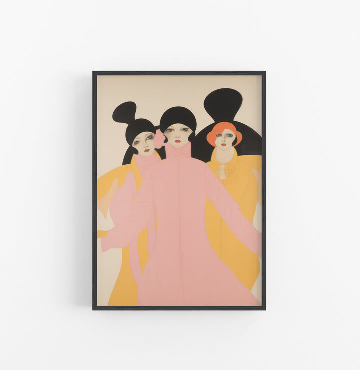 Cuadro con Marco Eclectic Art Deco Rosado Negro Amarillo
