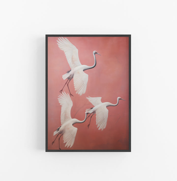 Cuadro con Marco Eclectic Aves Volando Blanco Rosado
