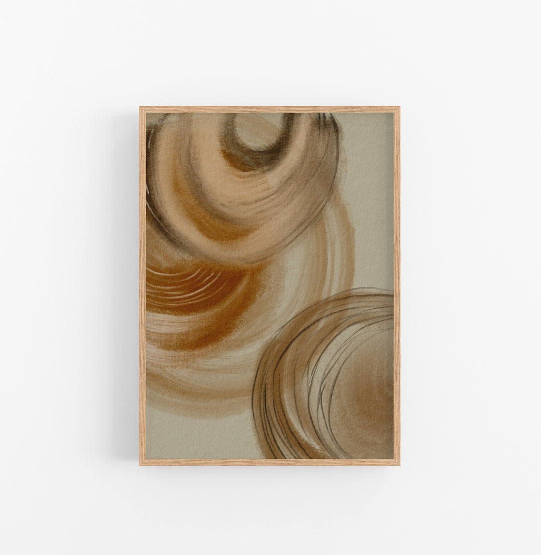 Cuadro con Marco Casual Ethnic Acuarela Abstracto Marron Beige