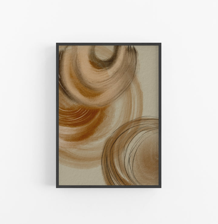 Cuadro con Marco Casual Ethnic Acuarela Abstracto Marron Beige