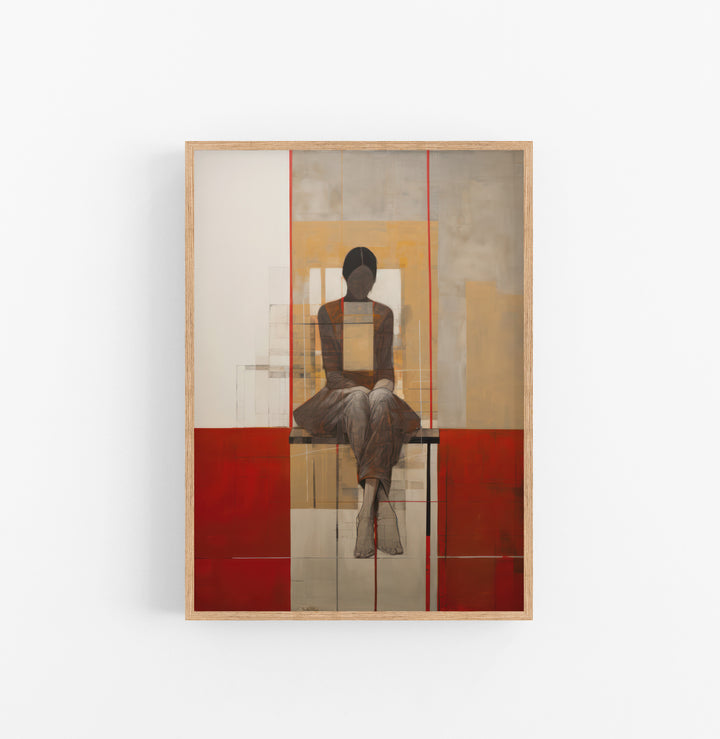 Cuadro con Marco Eclectic Figura Geometrico Rojo Beige