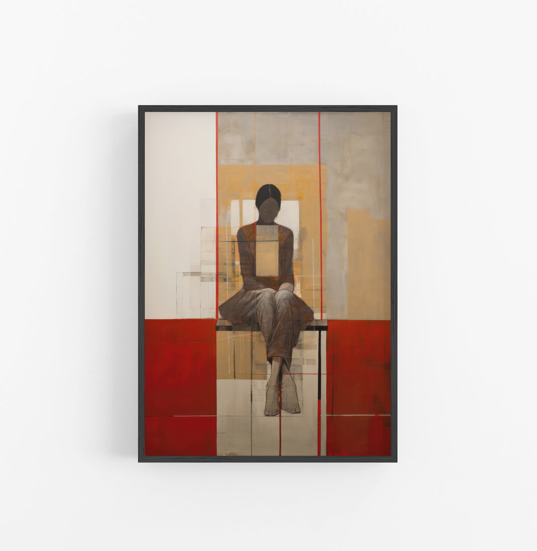 Cuadro con Marco Eclectic Figura Geometrico Rojo Beige