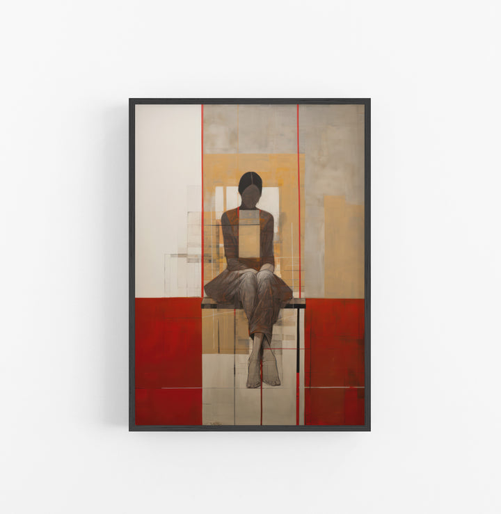 Cuadro con Marco Eclectic Figura Geometrico Rojo Beige