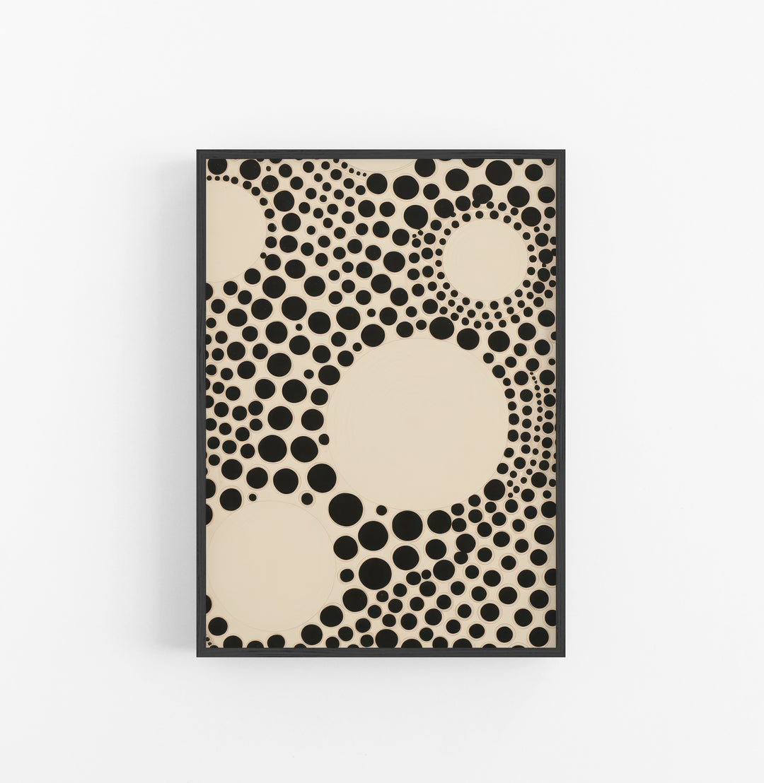 Cuadro con Marco Eclectic Circulos Multiples Beige Negro