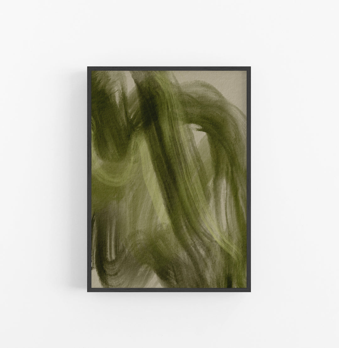Cuadro con Marco Casual Ethnic Acuarela Abstracto Verde Oliva