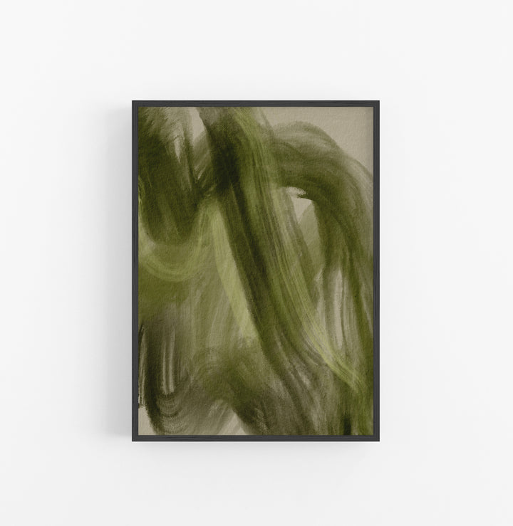 Cuadro con Marco Casual Ethnic Acuarela Abstracto Verde Oliva