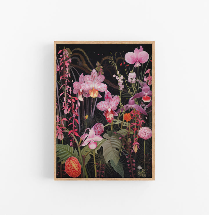 Cuadro con Marco Eclectic Flora Orquideas Rosa Verde