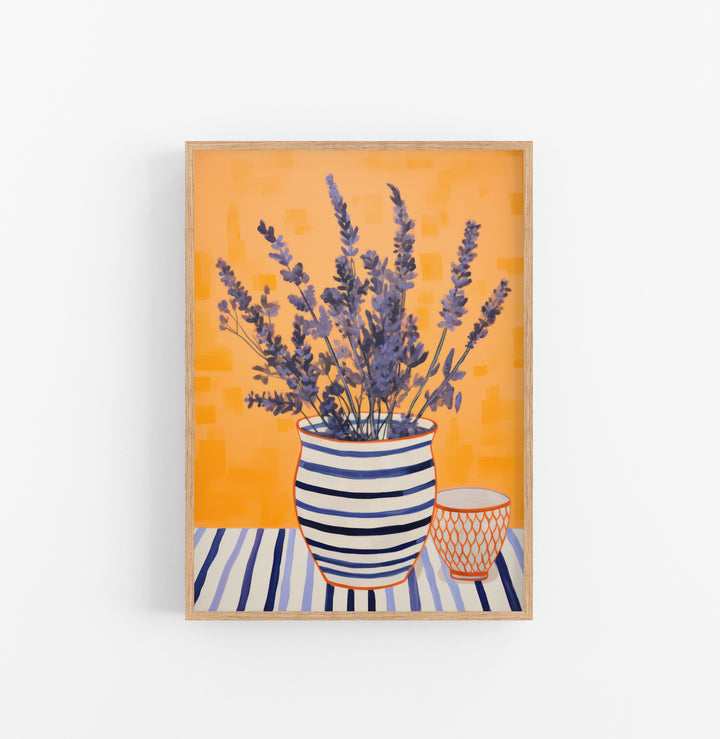 Cuadro con Marco Eclectic Floral Lavanda Azul Naranja Rayas