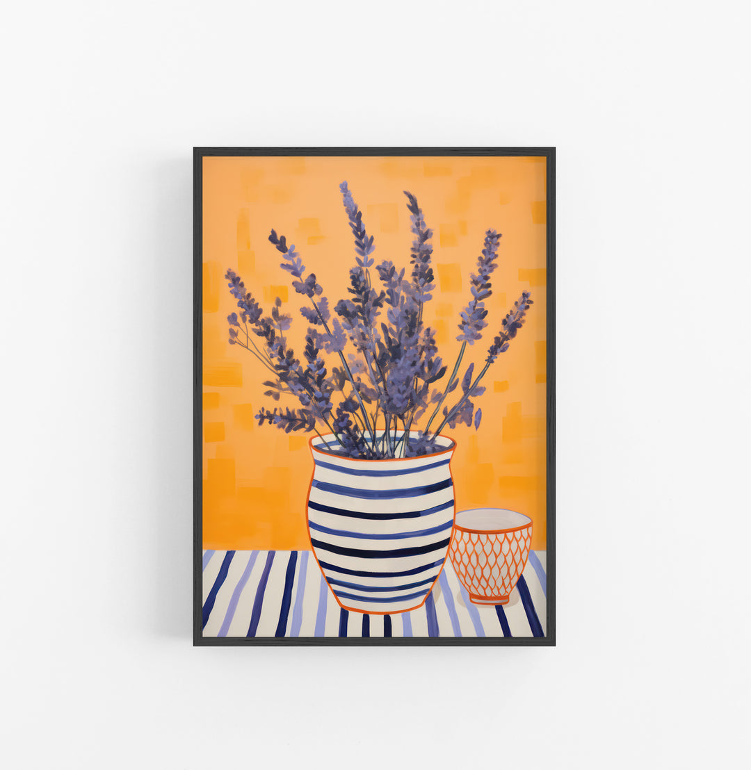 Cuadro con Marco Eclectic Floral Lavanda Azul Naranja Rayas