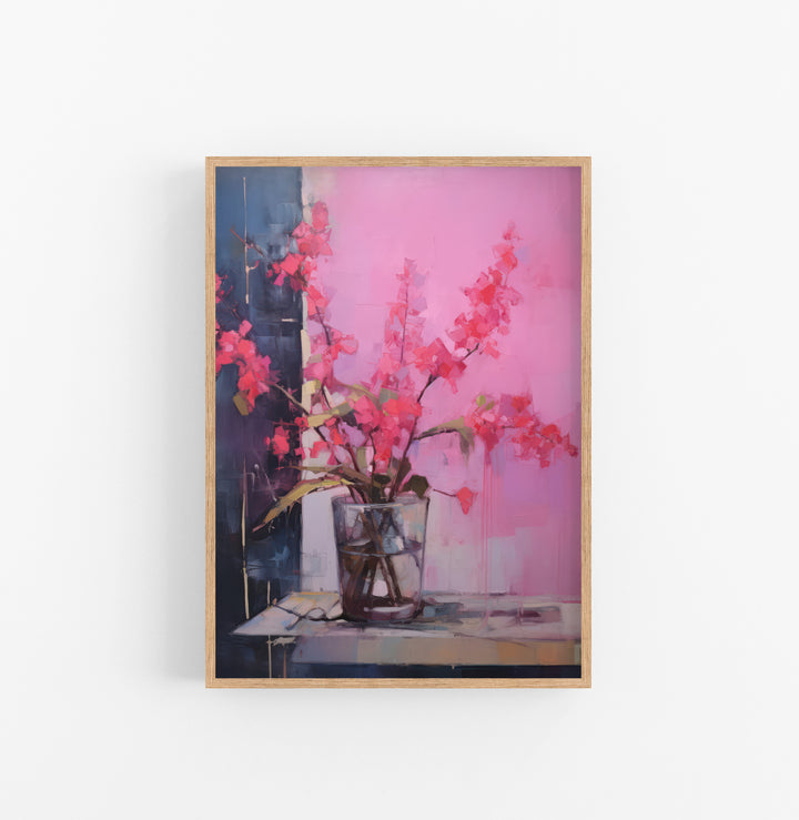 Cuadro con Marco Eclectic Floral Pintura Rosado Azul
