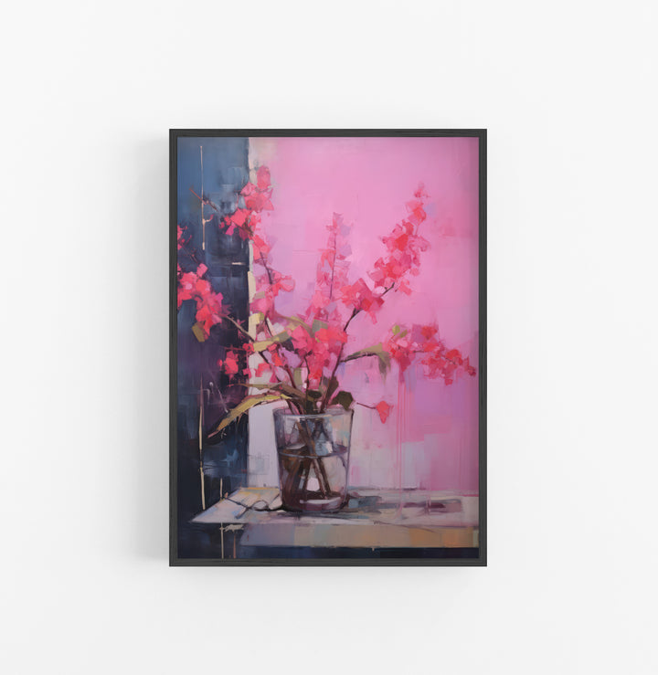 Cuadro con Marco Eclectic Floral Pintura Rosado Azul