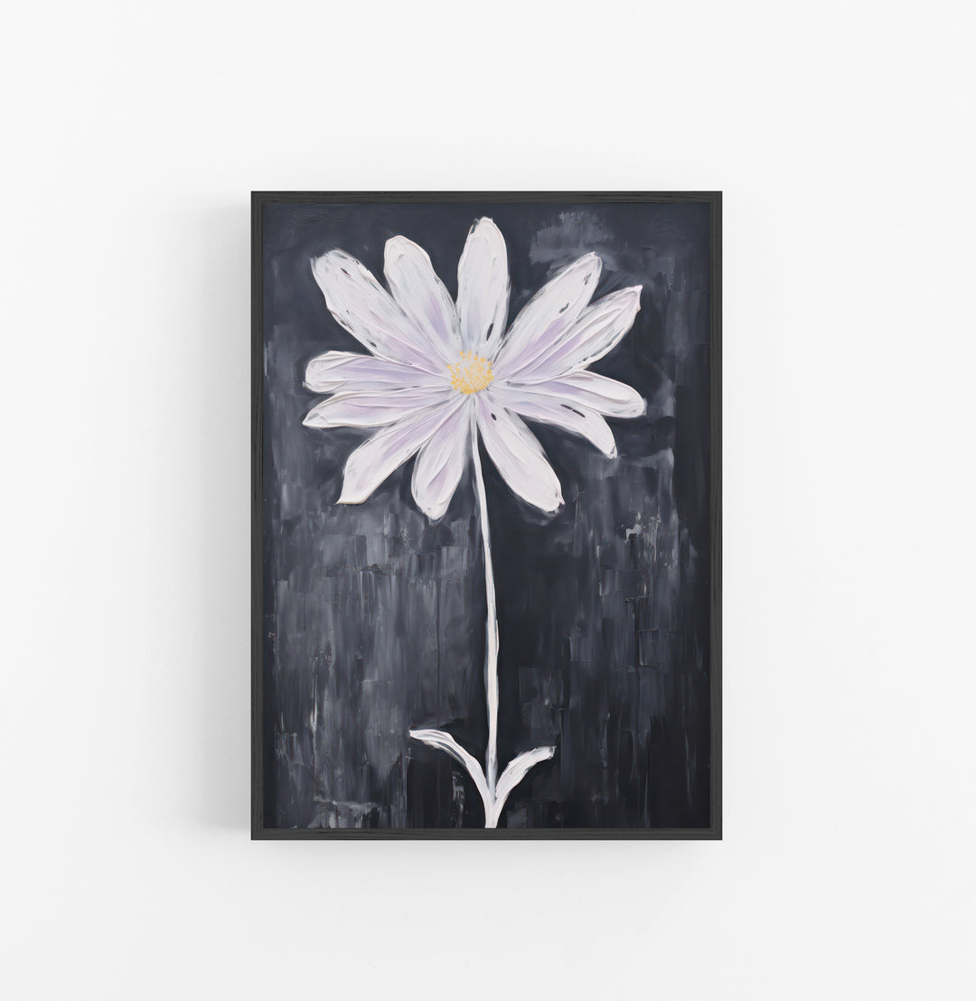 Cuadro con Marco Eclectic Floral Pintura Oleo Blanco Negro