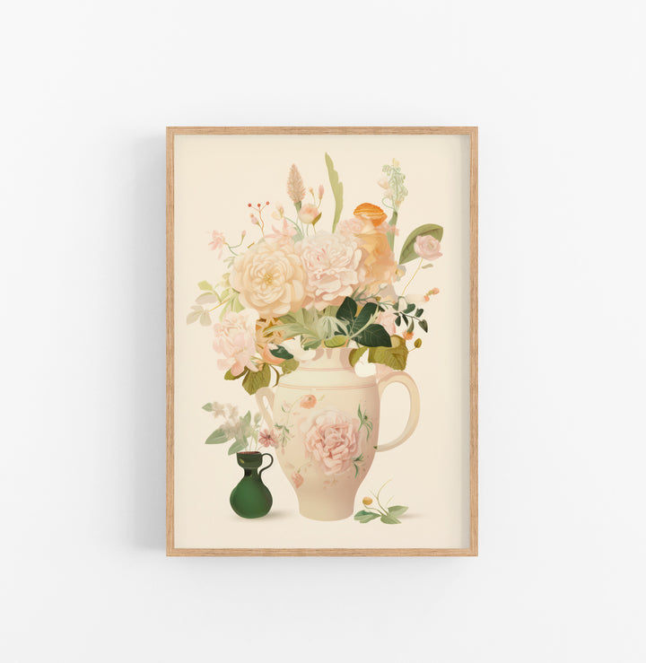 Cuadro con Marco Eclectic Floral Romantico Beige Verde