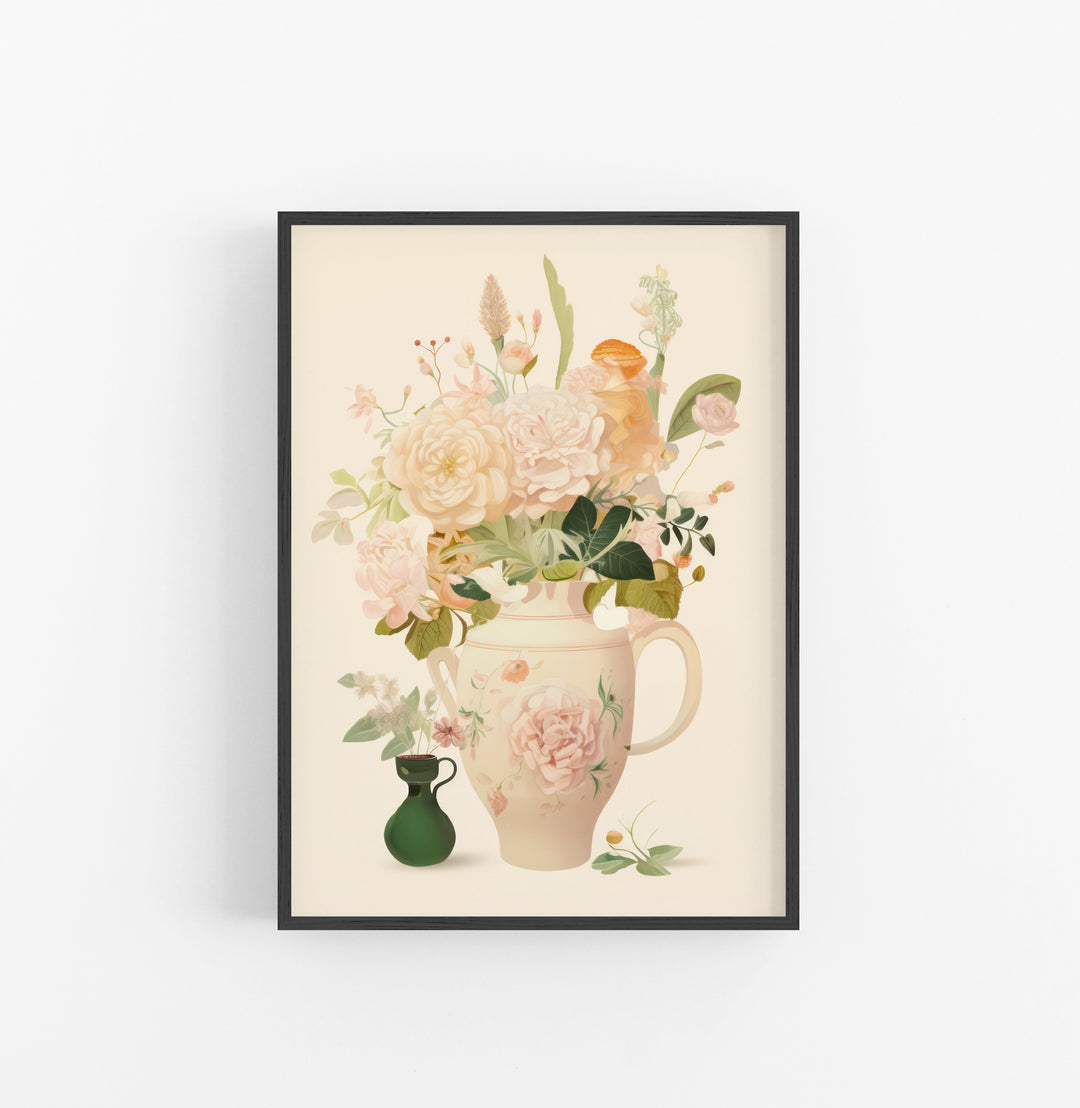 Cuadro con Marco Eclectic Floral Romantico Beige Verde