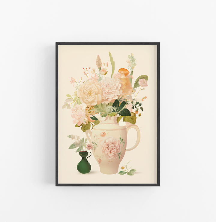 Cuadro con Marco Eclectic Floral Romantico Beige Verde