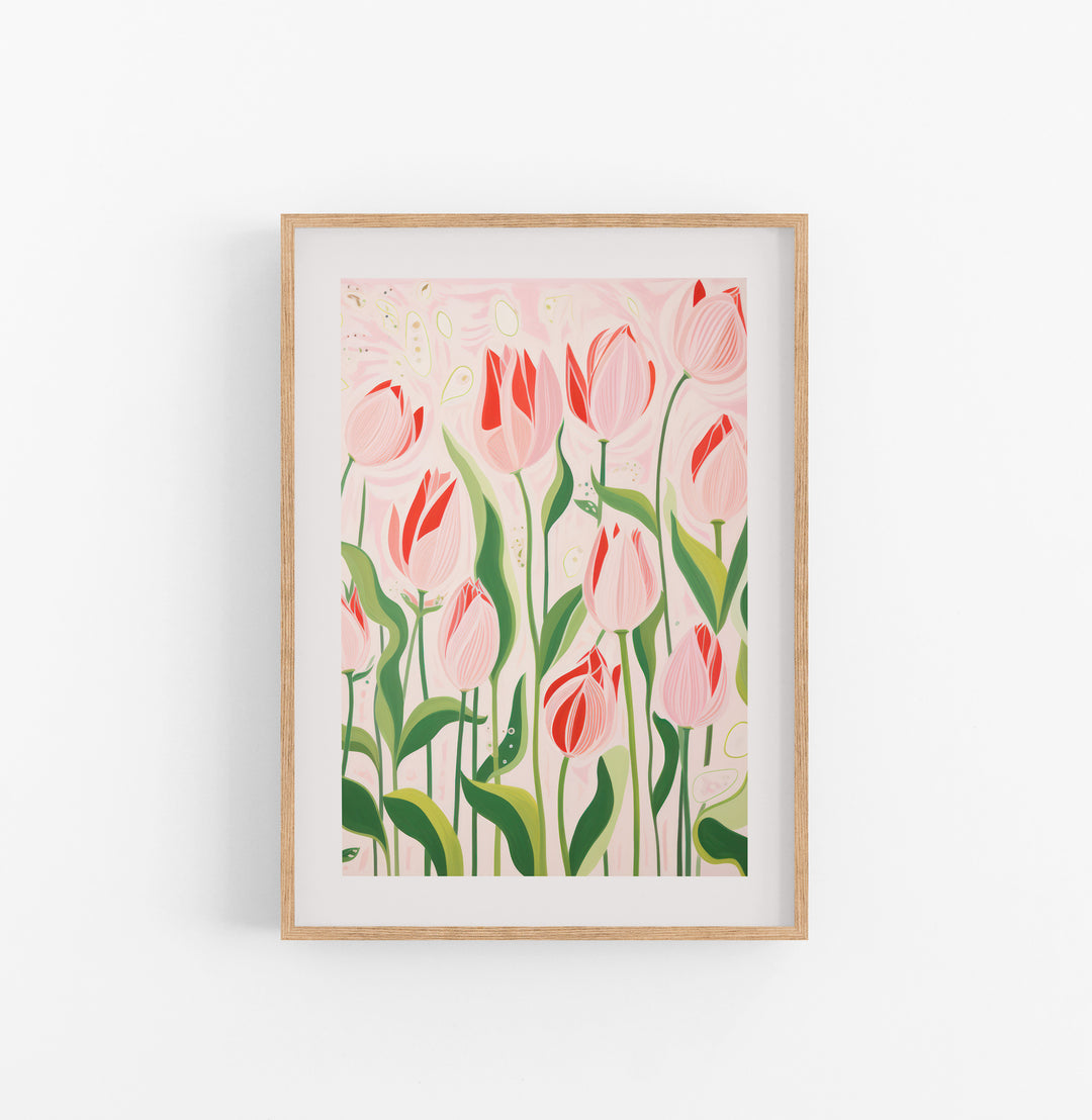 Cuadro con Marco Eclectic Floral Tulipanes Rosa Verde