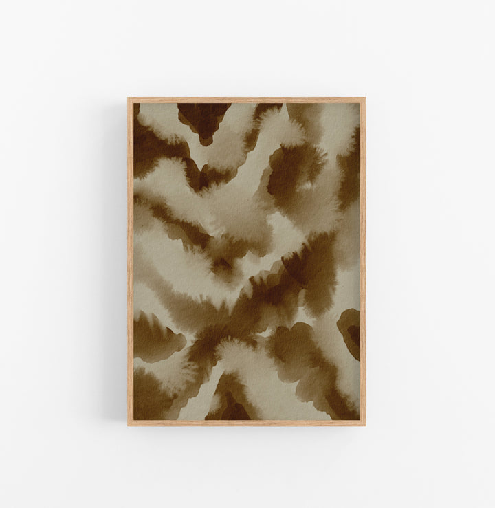 Cuadro con Marco Casual Ethnic Acuarela Mancha Organico Marron Beige