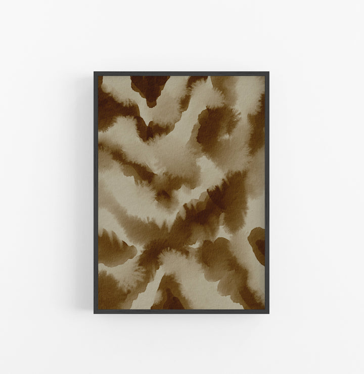 Cuadro con Marco Casual Ethnic Acuarela Mancha Organico Marron Beige