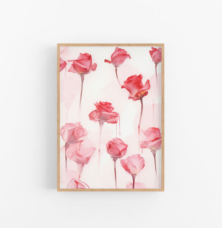 Cuadro con Marco Eclectic Floral Transparente Rosa Rojo