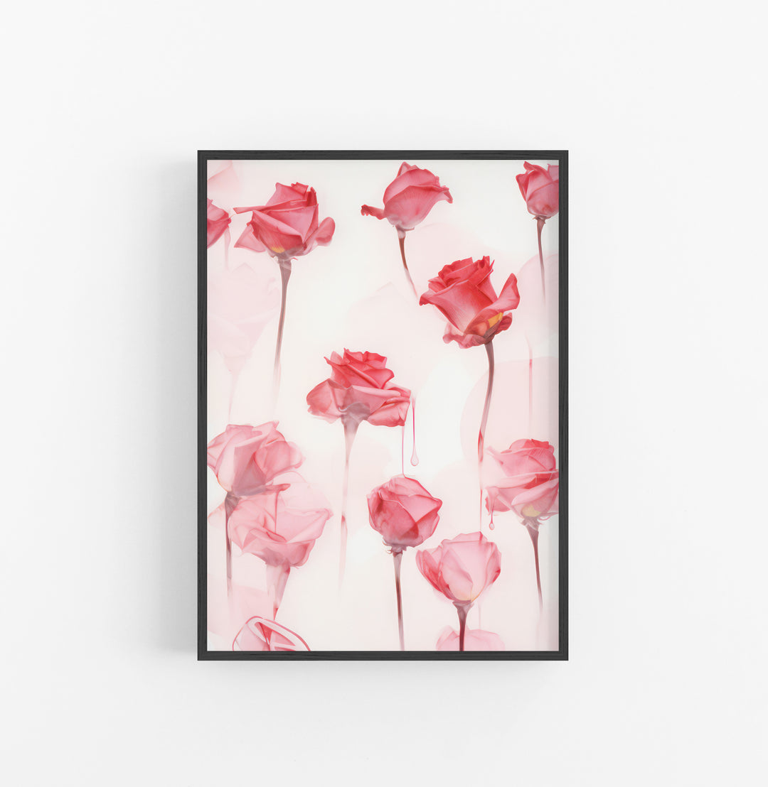 Cuadro con Marco Eclectic Floral Transparente Rosa Rojo
