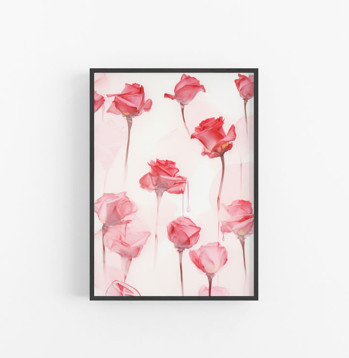 Cuadro con Marco Eclectic Floral Transparente Rosa Rojo