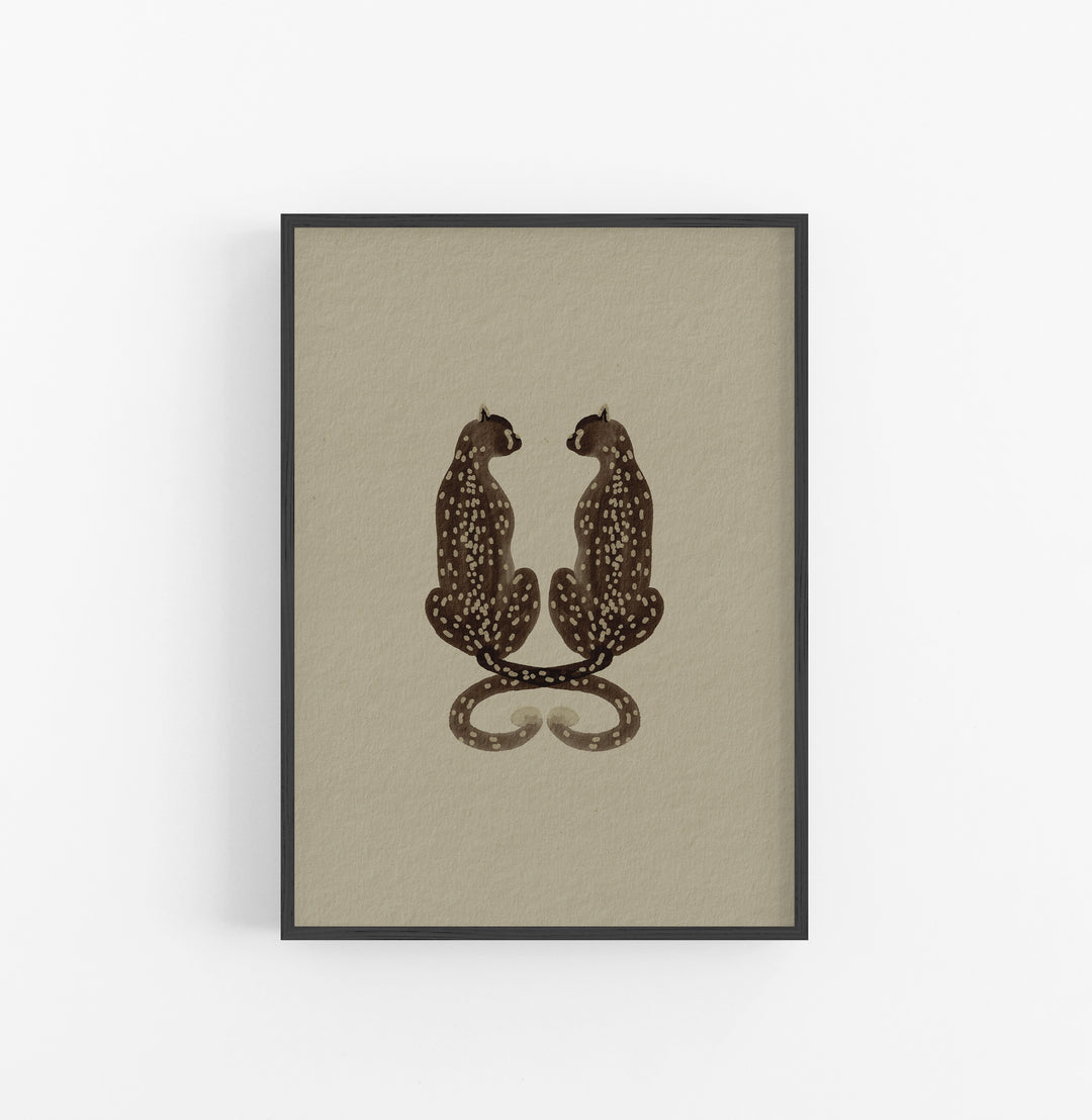 Cuadro con Marco Casual Ethnic Animal Silueta Simetrica Marron Beige