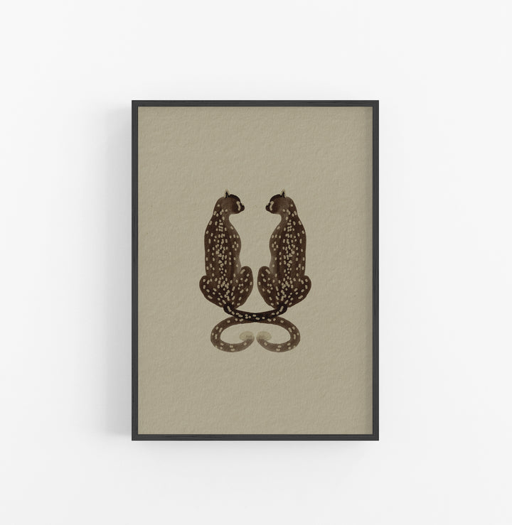 Cuadro con Marco Casual Ethnic Animal Silueta Simetrica Marron Beige