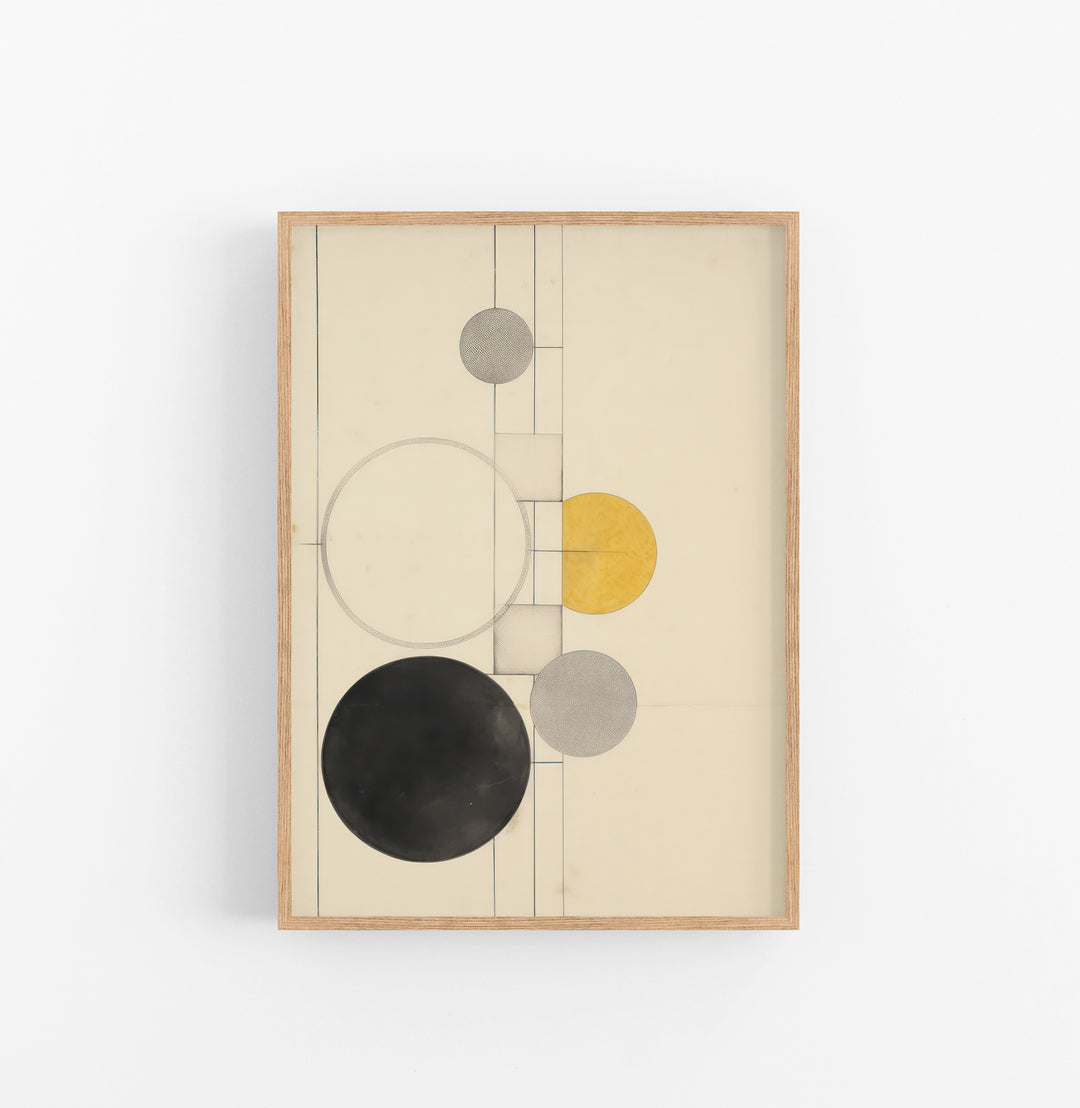 Cuadro con Marco Eclectic Geometrico Minimalista Negro Amarillo