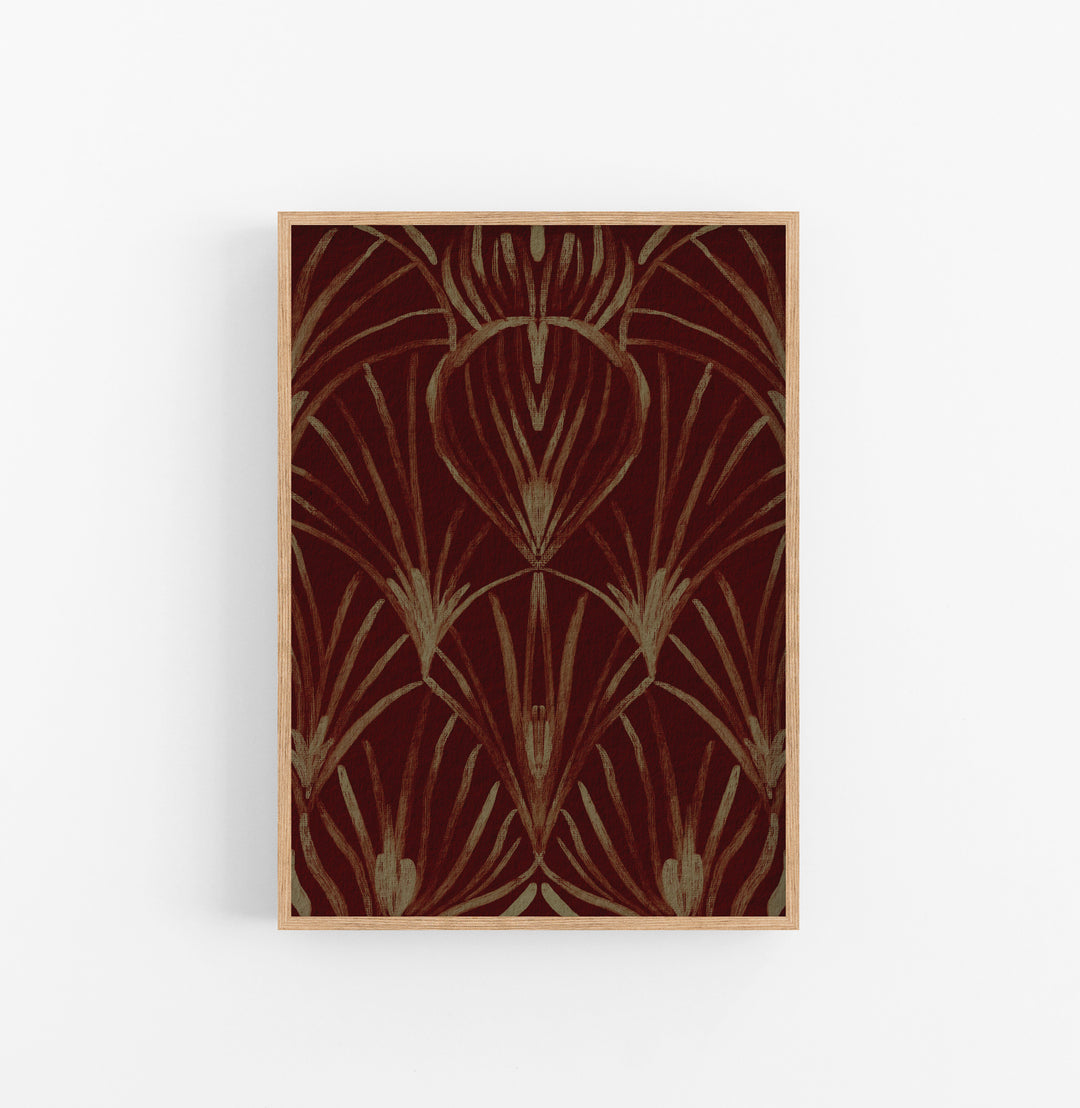 Cuadro con Marco Casual Ethnic Art Deco Floral Marron Ocre