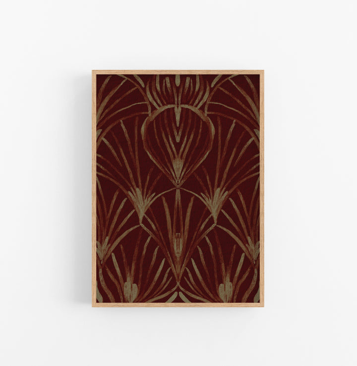 Cuadro con Marco Casual Ethnic Art Deco Floral Marron Ocre