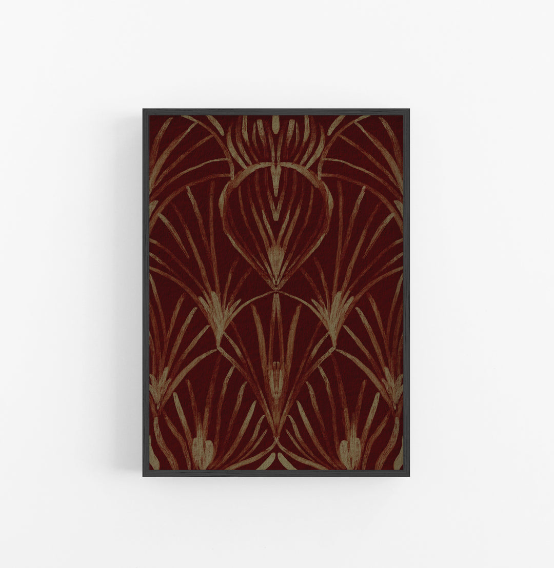 Cuadro con Marco Casual Ethnic Art Deco Floral Marron Ocre