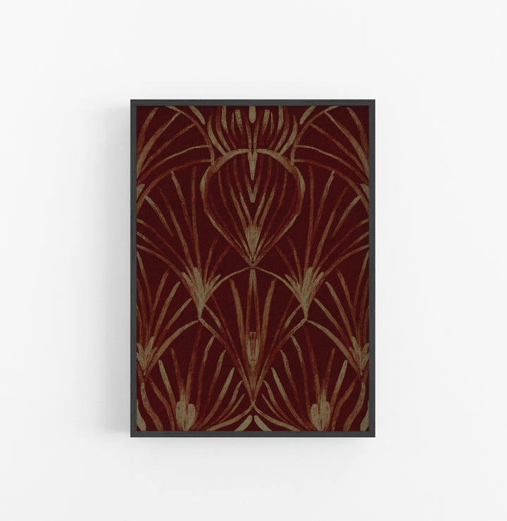 Cuadro con Marco Casual Ethnic Art Deco Floral Marron Ocre