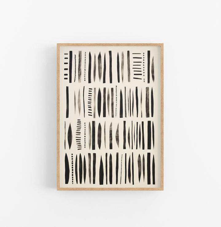 Cuadro con Marco Eclectic Lineas Irregulares Minimalista Negro Crema