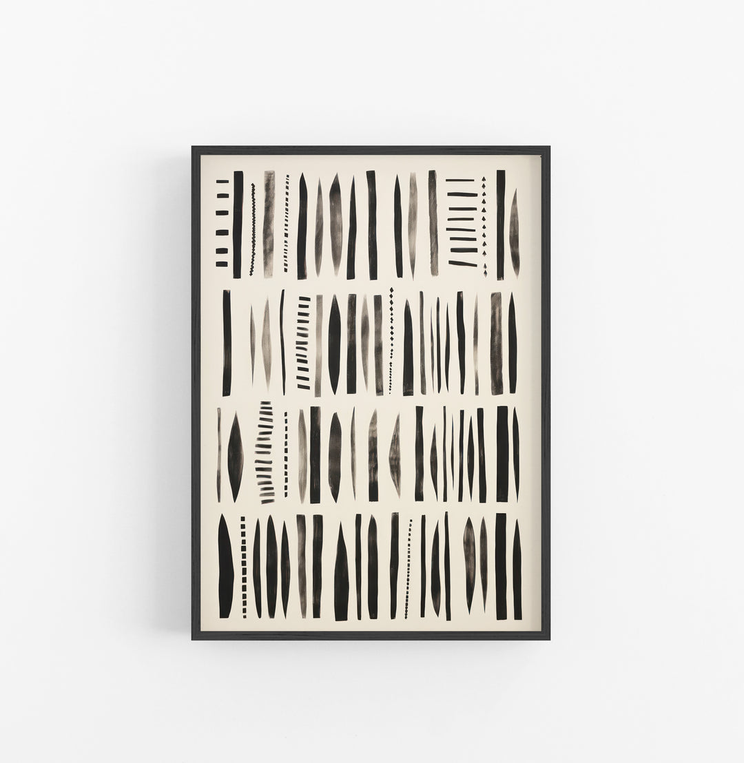 Cuadro con Marco Eclectic Lineas Irregulares Minimalista Negro Crema