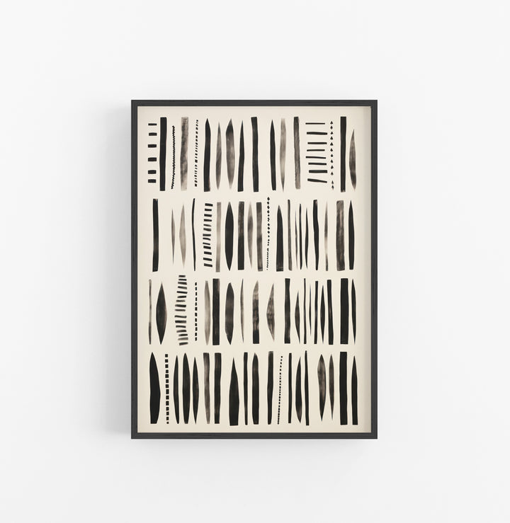 Cuadro con Marco Eclectic Lineas Irregulares Minimalista Negro Crema