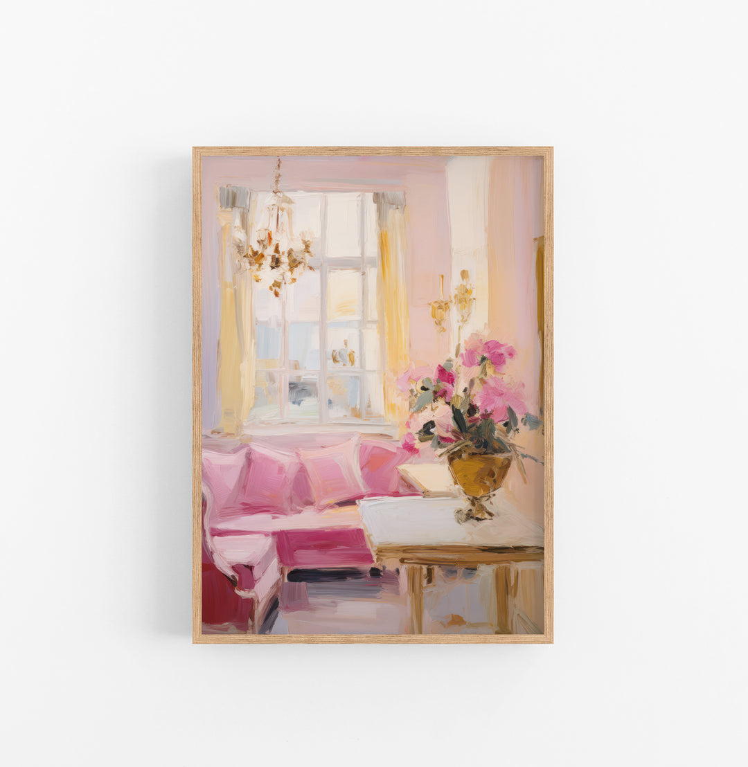 Cuadro con Marco Eclectic Impreciso Pintura Floral Rosa Amarillo