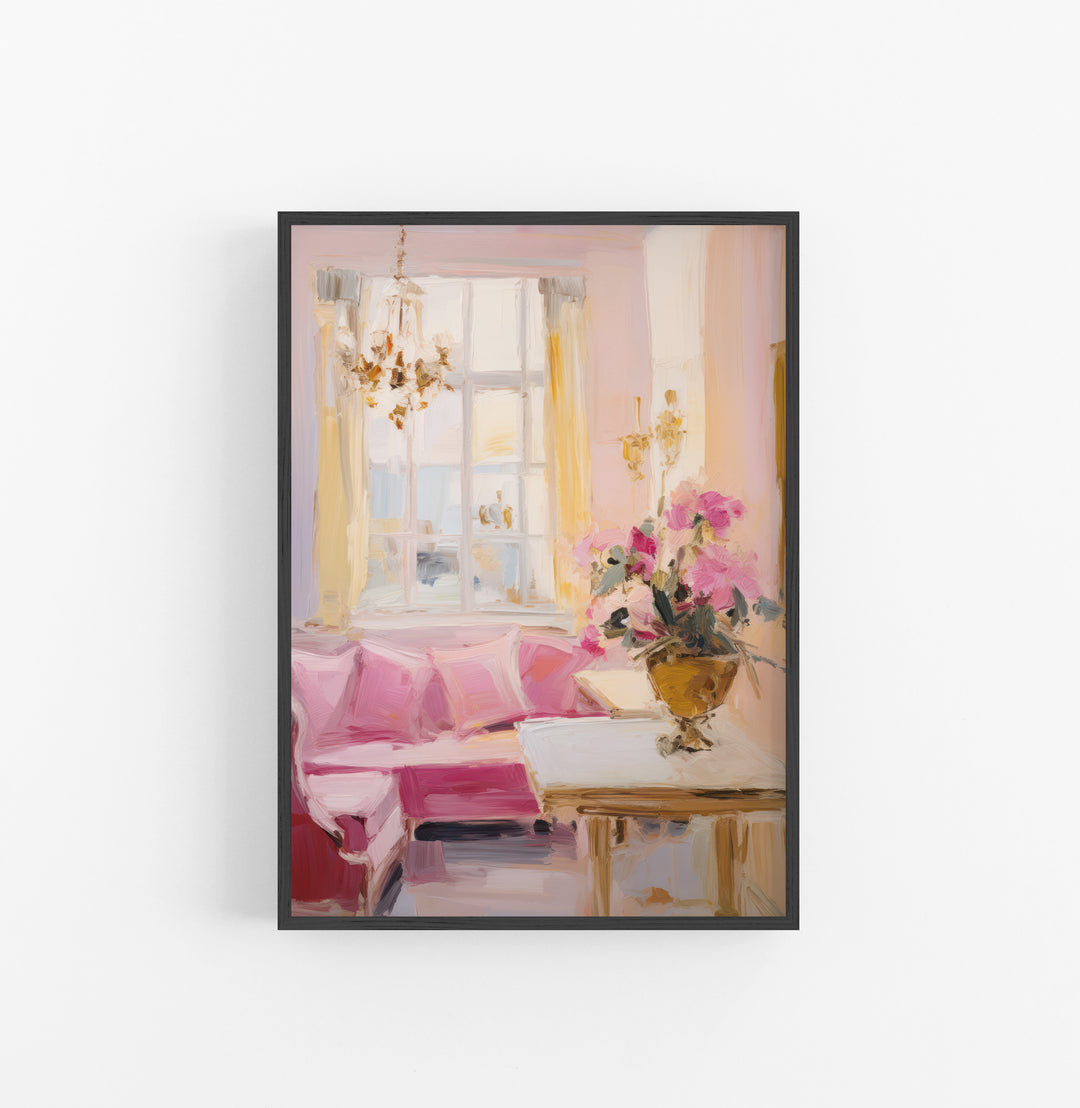 Cuadro con Marco Eclectic Impreciso Pintura Floral Rosa Amarillo