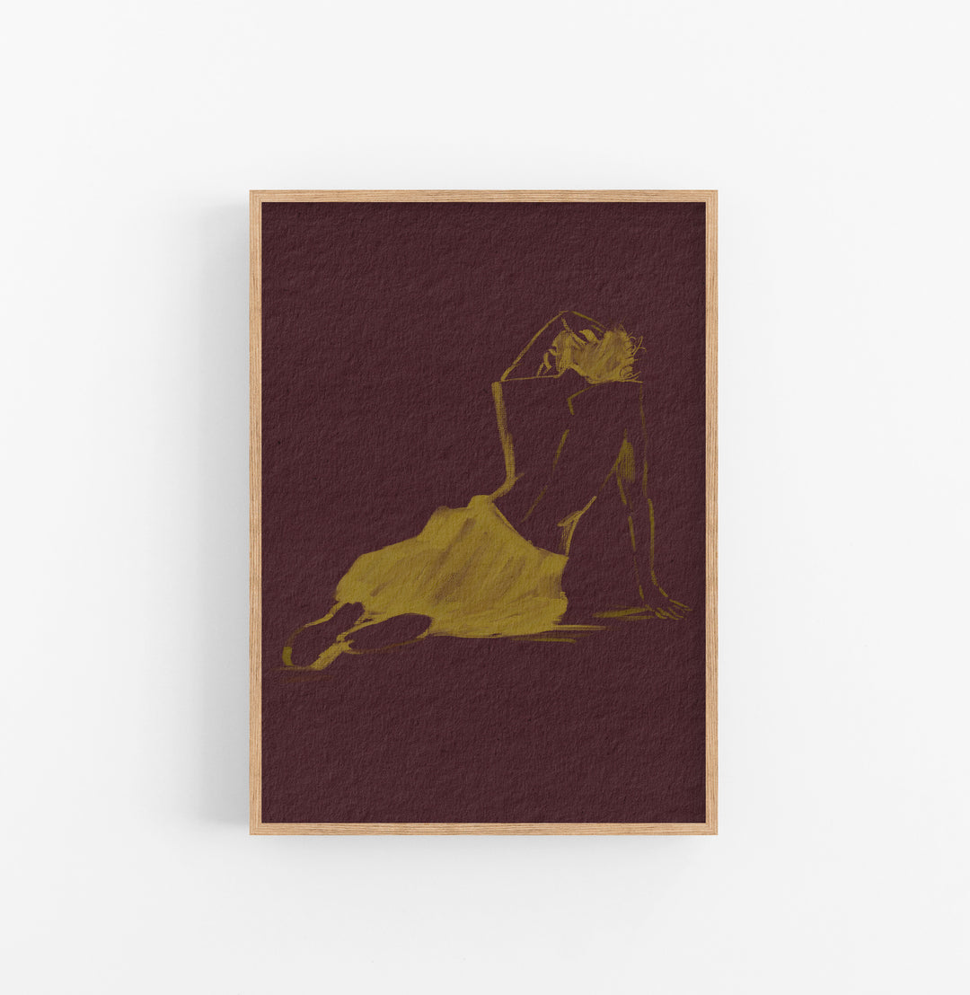 Cuadro con Marco Casual Ethnic Figurativo Minimalista Ocre Marron