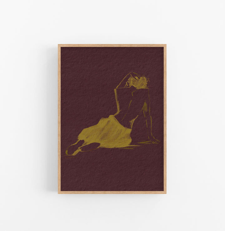 Cuadro con Marco Casual Ethnic Figurativo Minimalista Ocre Marron