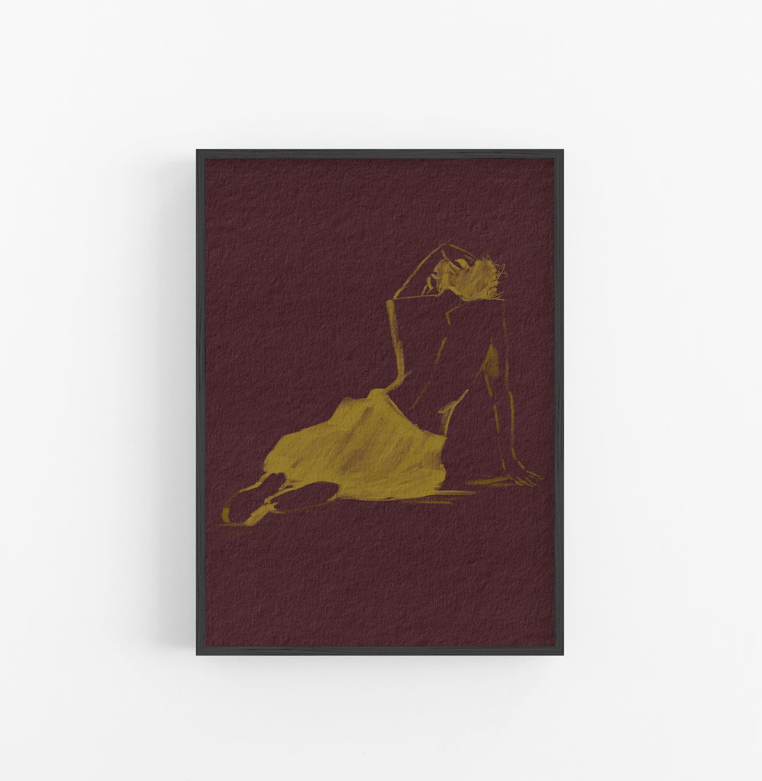 Cuadro con Marco Casual Ethnic Figurativo Minimalista Ocre Marron