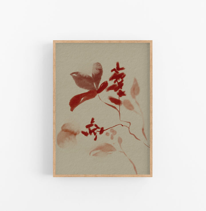 Cuadro con Marco Casual Ethnic Floral Acuarela Rojo Beige