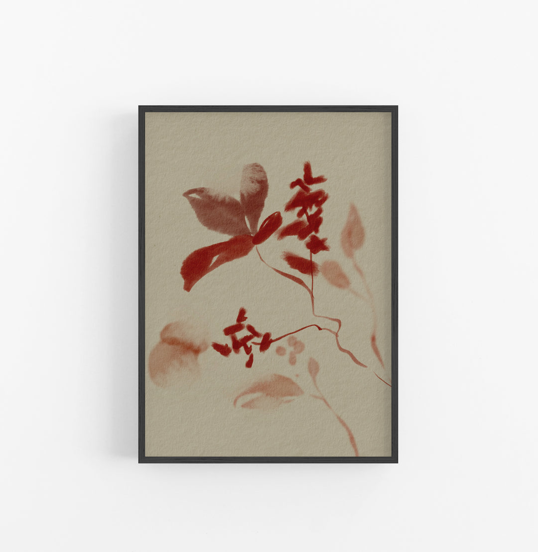 Cuadro con Marco Casual Ethnic Floral Acuarela Rojo Beige